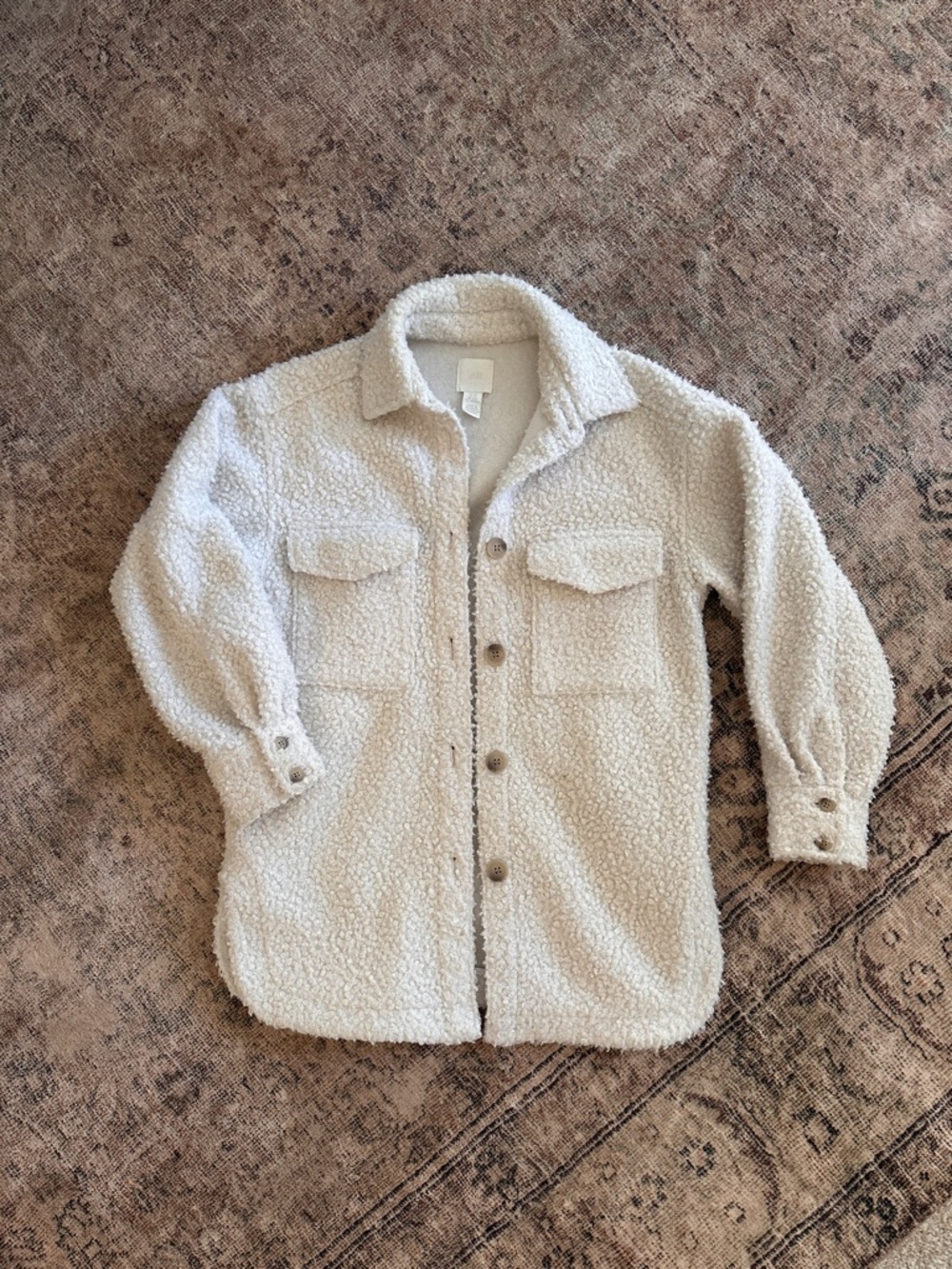 H&M White Teddy Shacket Jacket